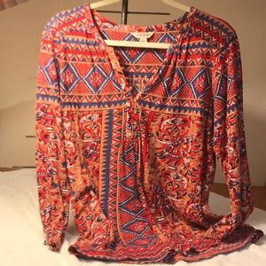 Lucky Brand long sleeve blouse southwest pattern